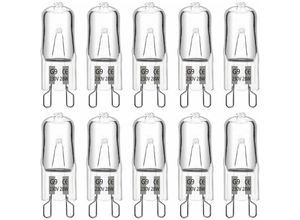 9439081614867 - 10er Pack G9 Halogenlampen G9 Halogen Leuchtmittel 28W 230V 2700K Dimmbare G9 Halogen Glühbirnen für Backofenlampe Mikrowellen Herd Deckenleuchten