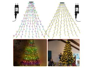 9441000372475 - Vingo - led Lichterkette Weihnachtsbaum 280 LEDs 28m Außen Christbaumbeleuchtung mit Ring led Baummantel 8 Lichtmodi Warmweiß - Warmweiß