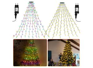 9441000374790 - Led Lichterkette Weihnachtsbaum 280 LEDs 28m Außen Christbaumbeleuchtung mit Ring led Baummantel 8 Lichtmodi Warmweiß - Warmweiß