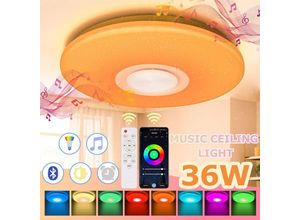 9441000403728 - Plafonnier Bluetooth Lampe de plafond innovante  led 36W avec musique Bluetooth et panneau mural - Swanew