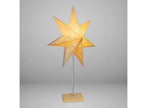 9441000411921 - Swanew - led Sternenlampe mit Holzfuß - 65 x 42 cm - Weihnachtsstern Tischlampe Papierstern Leuchtstern Warmweiß