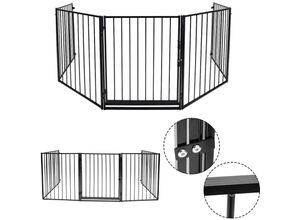 9441000411983 - Kaminschutzgitter 300x75 cm Schutzgitter 5 Elemente Metall Ofenschutzgitter mit Sicherheitstür Tierschutzgitter Absperrgitter Konfigurationsgitter