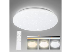 9441000424143 - SWANEW 24W LED Deckenleuchte mit Sternenhimmel-Effekt und Dimmbarkeit für Rund-Design im Badezimmer mit Fernbedienung - Kaltweiß und Warmweiß