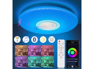 9441000424389 - Swanew - 36W led Deckenleuchte mit Sternenhimmel-Effekt Fernbedienung und Bluetooth-Musikfunktion - rgb