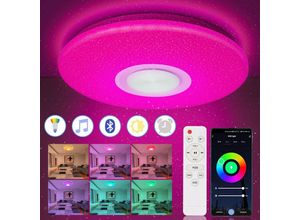 9441000424396 - Swanew - 36W led Deckenleuchte mit blendfreiem Sternenhimmel-Effekt Fernbedienung und Bluetooth-Musikfunktion - rgb