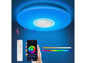 9441000424419 - SWANEW 36W LED Deckenleuchte mit 40 cm Durchmesser ultradünnem Sternenhimmel-Effekt Bluetooth-Musik - RGB