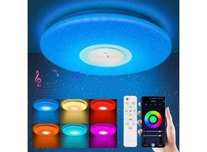 9441000424464 - Swanew - 36W led Deckenleuchte mit Sternenhimmel-Effekt Wandbeleuchtung für die Küche dimmbar und Bluetooth-Musik - rgb