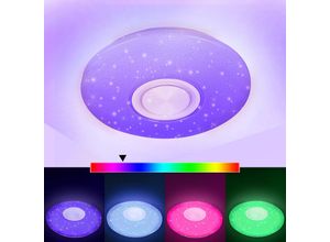 9441000424525 - Swanew - 36W led Deckenleuchte mit rundem Sternenhimmel-Effekt Lampe Badleuchte und Bluetooth-Musik - rgb