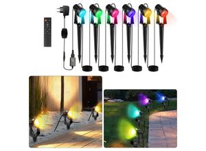 9441000424587 - Swanew - led Gartenstrahler mit Erdspieß 6er Set Gartenleuchte Gartenbeleuchtung mit Stecker Wasserdicht IP65 rgb - rgb