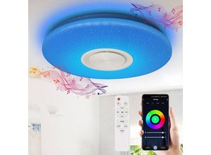 9441000428387 - SWANEW Lustre de plafond LED 36W avec effet ciel étoilé éclairage mural avec étoiles musique Bluetooth
