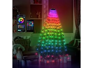 9441000444943 - Led Lichterkette Weihnachtsbaum mit Fernbedienung App Steuerung 2m 160 LEDs Außen Christbaumbeleuchtung led Baummantel Bunt