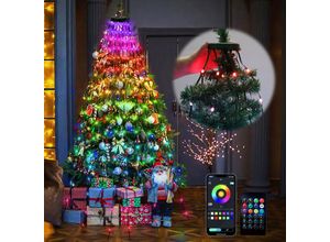 9441000444967 - Swanew - led Lichterkette Weihnachtsbaum APP-Kontrolle led Baummantel Christbaumbeleuchtung 8 Modi 160 LEDs Bunt