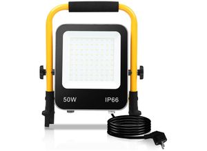 9441000446589 - Swanew - Fluter stativ 50W led Fluter Flutlicht Kaltweiß Gelb Stativ Baustrahler Scheinwerfer Baulampe Außenbereich Innen Garten Garage - kaltweiß