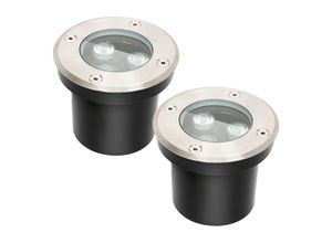 9441001042070 - Hengda - 2x 3W Bodenleuchte IP67 led Leuchte Bodeneinbaustrahler Bodenstrahler für den Außenbereich - schwarz