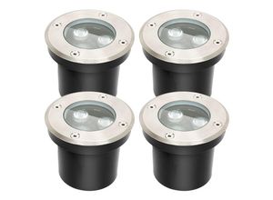 9441001042087 - 4x 3W Bodenleuchte IP67 led Leuchte Bodeneinbaustrahler Bodenstrahler für den Außenbereich - schwarz