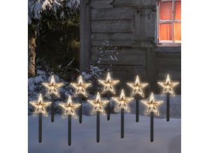 9441001229846 - 10x led Leuchtstäbe Sterne warmweiß 6 18h Timer 36m LeuchtstäbeSterne Weihnachtsbeleuchtung - Hengda