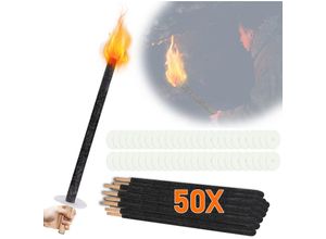 9441001230552 - Wachsfackeln mit Handschutz Fackeln für Draußen Fackeln Brennzeit 45 min für Outdoor Garten 50 Stück - Schwarz - Tolletour