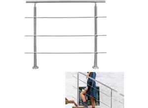 9441001239678 - Edelstahl-Handlauf Geländer für Treppen Brüstung Balkon mit ohne Querstreben (120cm 3 Querstreben) - Tolletour