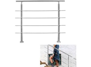 9441001239685 - Edelstahl Handlauf Geländer Bausatz mit ohne Querstreben für Treppengeländer innen & außen Balkon (120cm 4 Querstreben) - Hengda