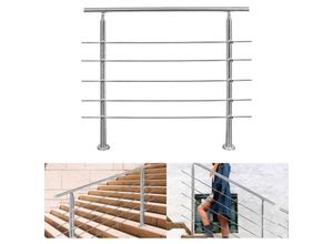 9441001239692 - Edelstahl Handlauf Geländer Bausatz mit ohne Querstreben für Treppengeländer innen & außen Balkon (120cm 5 Querstreben) - Hengda