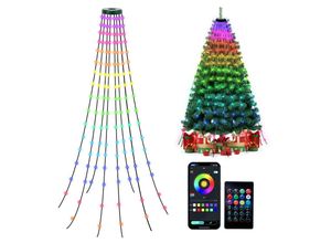 9441001388482 - LED Lichterkette Weihnachtsbaum mit Fernbedienung App Steuerung 2m 160 LEDs Außen Christbaumbeleuchtung LED Baummantel Bunt