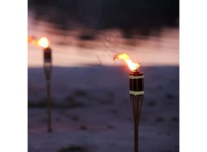 9441001413474 - 10x Gartenfackeln Set Lampen Fackeloel Docht 90cm Bambus Ölfackeln für draußen Lampenöl für fackeln Flammen Feuer Party Deko - Natur - Vingo