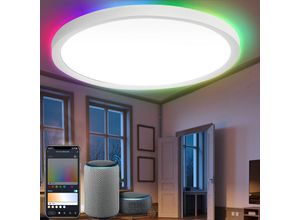 9441001452657 - 24W Smart led Deckenleuchte Superslim für Badezimmer - 2040LM dimmbar RGB-Büroleuchte - Weiß - Vingo