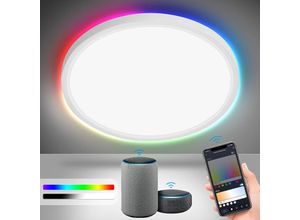 9441001452749 - 24W Smart led Deckenleuchte für Wohnzimmer mit rgb Stimmenkontrolle wlan - dimmbar flach - Weiß - Vingo