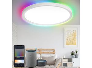 9441001452824 - 24W Intelligente LED-Deckenleuchte mit RGB-Bluetooth dimmbar - Modern für Kinderzimmer und Büro - Weiß