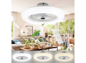 9441002130455 - Ventilateur de plafond moderne à led avec télécommande lumière pour cuisine salle de bain - Swanew