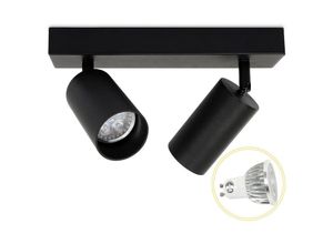 9441002142557 - Tolletour - Deckenstrahler led Einbaustrahler GU10 4w Spots drehbar schwenkbar schwarz-matt led wechselbar Warmweiß Doppelkopfstrahler - Schwarz