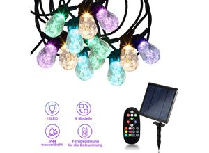 9441002160438 - 10M led Solar Lichterkette Kristall Kugel 150LED Kristallkugeln Außen Innen Garten Party Deko für Bäume Kinderzimmer Hochzeiten - Warmweiß + 6 Farben