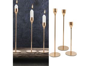 9441002457965 - 9x Kerzenständer für Wohnzimmer Schlafzimmer Vintage Deko Tisch Hochzeit Geeignet für 2cm dicke Kerzen Dekorativ Kerzenleuchter Gold - Gold