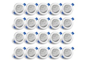 9441002470100 - Tolletour - Led Einbaustrahler 230V Deckenspots Led Spots 20pcs 3W Warmweiß Einbauspot für Wohnzimmer Bad Küche Flur Schlafzimmer - Silber