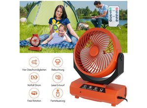 9442907594984 - Tragbarer wiederaufladbarer Ventilator - 20000mAh Camping-Ventilator mit Licht und Haken geeignet für Zelte im Freien - USB-batteriebetriebener