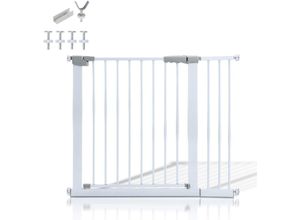 9442907677816 - Hengda Türschutzgitter Kinder Türgitter Treppen Absperrgitter ohne Bohren Weiß 96-103cm mit 21cm Verlängerung