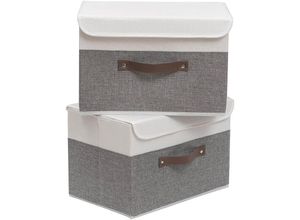 9446031660850 - Jusch - Aufbewahrungsbox 38 x 25 x 25 cm faltbare Aufbewahrungskörbe mit Deckel und Griffen Aufbewahrungsbox (2 Stück)