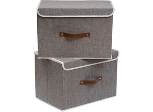 9446031660867 - Jusch - Aufbewahrungsbox 38 x 25 x 25 cm faltbare Aufbewahrungskörbe Aufbewahrungsbox (grau)