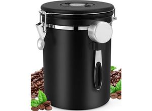 9446031662342 - Jusch - Luftdichter Kaffeekanister Kaffeebohnenkanister mit Messlöffel (28 l schwarz)