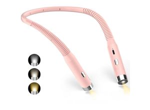 9446031667675 - Jusch - Nacken-Leselampe wiederaufladbare Leselampe im Bett USB-LED-Leselampe für Reisen Camping (Pink)