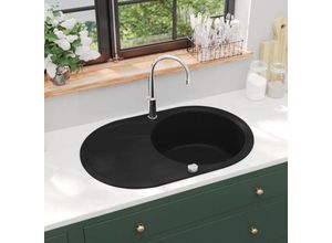 9451058551401 - Bonnevie - Küchenspüle Granitspüle Einzelbecken Waschbecken - Oval Schwarz BV899798 Schwarz