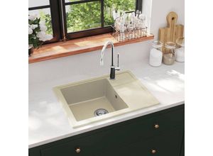 9451058552248 - Bonnevie - Küchenspüle Waschbecken Einzelbecken - mit Überlauf Oval Beige Granit BV523478 Beige