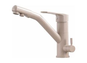 9454479665191 - Yuit - 3-Wege-Trinkwasserhahn Edelstahl-Wasserfilter 3-in-1-Küchenarmatur verchromter Trinkwasserhahn mit 2 Hebeln (Beige)