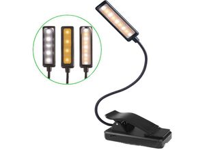 9454531387344 - Dolaso - Wiederaufladbare Leselampe 9 ledl Clip-Lampe stufenloses Dimmen und 3 Augenschutzmodi (kaltes und warmes Weiß) 360° flexibler Hals lange