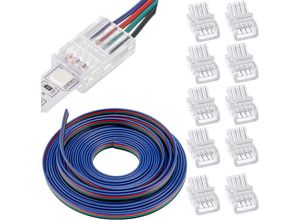 9454531395462 - LED-Streifen-Verlängerungskabel 5 m 22 awg 4-polig LED-Streifen-Verbindungskabel LED-Stecker 12 V-24 V-Kabel für smd 3528 2835 5050 5630 + 10