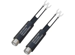 9454531400166 - Verschiedene Transformatoren 2 Stück vernickelt 75 Ohm auf 300 Ohm UHF VHF FM-Konverter-Adapter mit F-Typ-Buchse