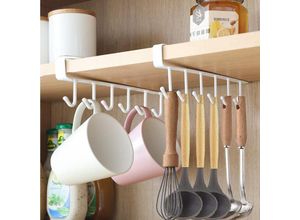9454531408155 - Dolaso - 2 Stück Tassenhaken Schrank-unter-Schrank-Haken Tassenaufbewahrungshaken Kaffeebecherhalter ohne Bohren selbstklebender Becherhalter