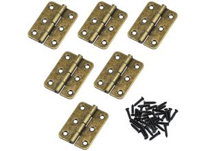 9454531412152 - Dolaso - 6er-Pack 2-Zoll-Retro-Falttürscharniere – dicke Holztürscharniere mit 38 antiken Scharnierschrauben für Hardware Schrank Tür Schublade