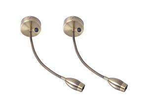 9454531412923 - DOLASO LED-Wand-Leselampe Bett Wandmontage Leselampe 2 Wandlampen Schwanenhals-Bettlampe Bronze 3 W 3000 K warmweiß Kupfer Bettlampe 360°