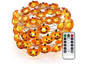 9454531414767 - Dolaso - Halloween-Lichtergirlande 4 m 40 LEDs Kürbis-Dekorationsschnur batteriebetrieben für den Innenbereich wasserdicht mit ferngesteuerten